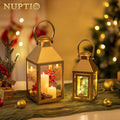 Decorative Candle Lantern, 11.2 Inch Gold Metal with Glass