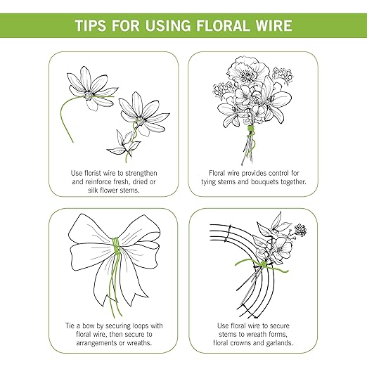 FloraCraft 21 Gauge Floral Wire 0.5 Pound Spool Green