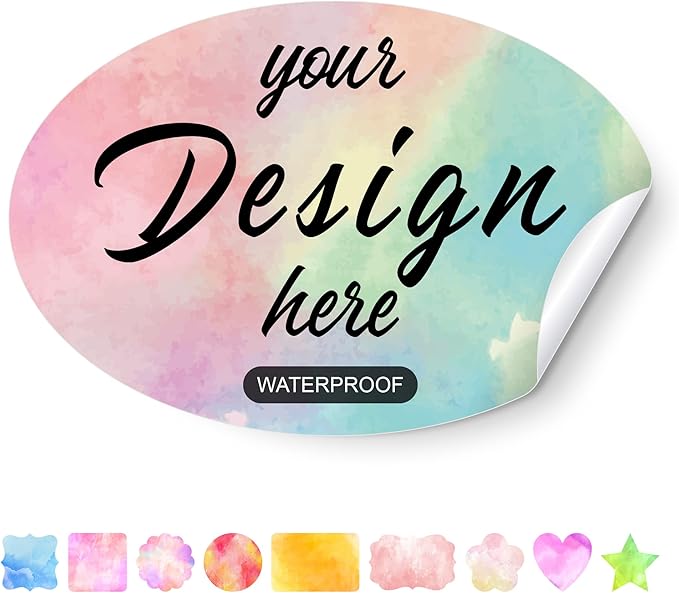 Custom Stickers Personalized Labels - Customized Stickers with Any Design Image Logo Text,Custom Stickers for Business Logo,Custom Thank You Label Stickers,100 Labels (Oval,1.5"x1")