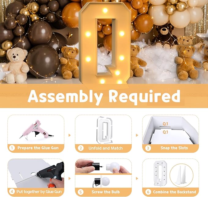 Party Supplies Light Up Marquee Letter Q, 3 Ft Foam Board Sign
