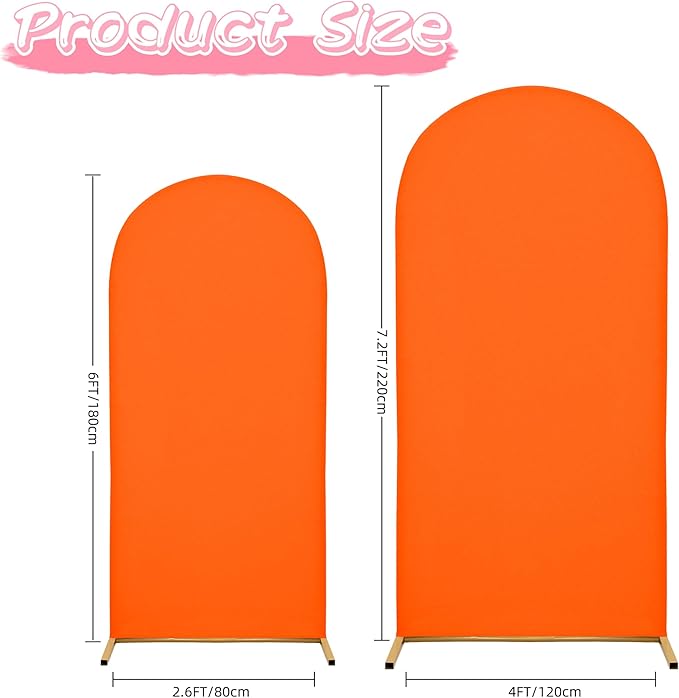 7.2FT Wedding Arch Covers Arch Backdrop Cover Arch Stand Covers Set Arch Cover Spandex Fabric Stretchy Backdrop for Wedding Birthday Party Decoration Baby Shower (Candy Orange)