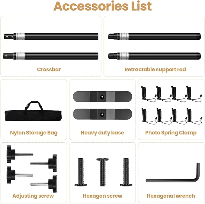 Background Support Equipment: Telescopic Stand, 3.4-10 ft Height, 16 lb Load