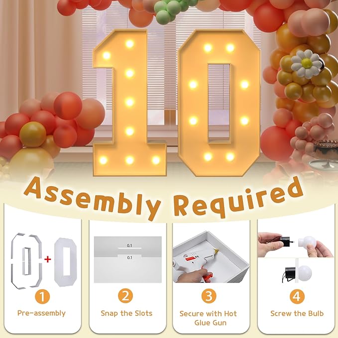 Party Decor Light Up Marquee Numbers 3 Ft Foam Board