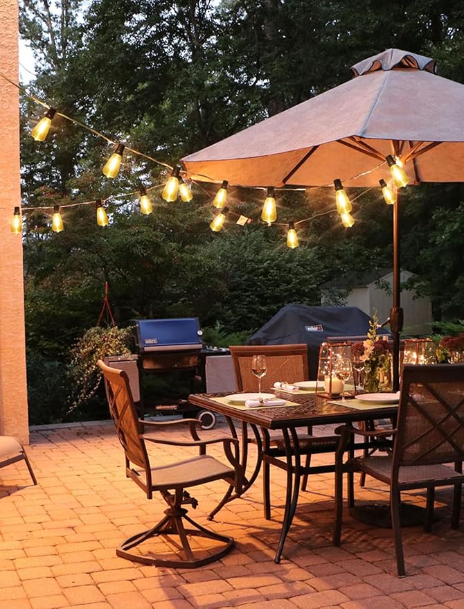 LED String Lights for Patio, 2 x 25FT Black Shatterproof IP65 Strands