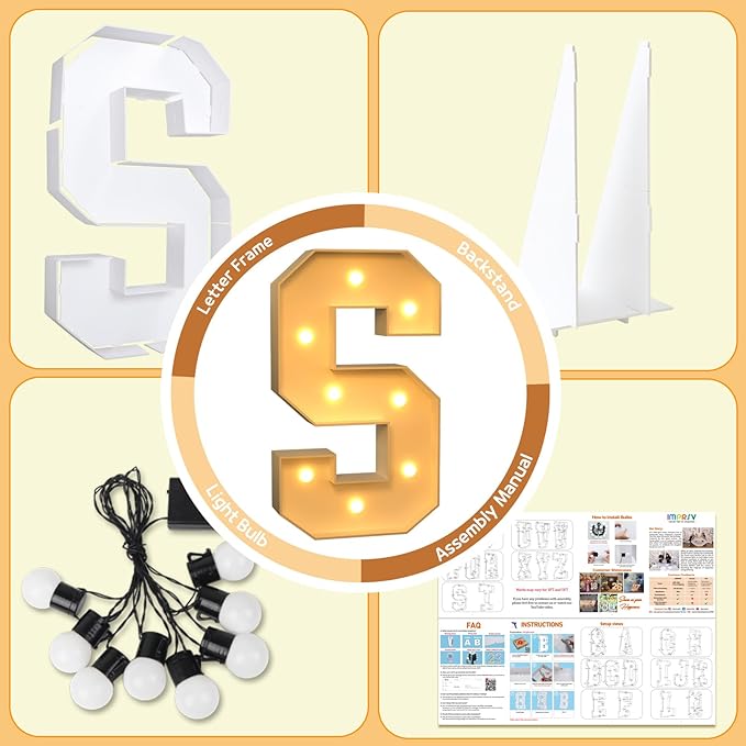 Party Supplies Light Up Marquee Letters, 3 Ft Foam Board Set