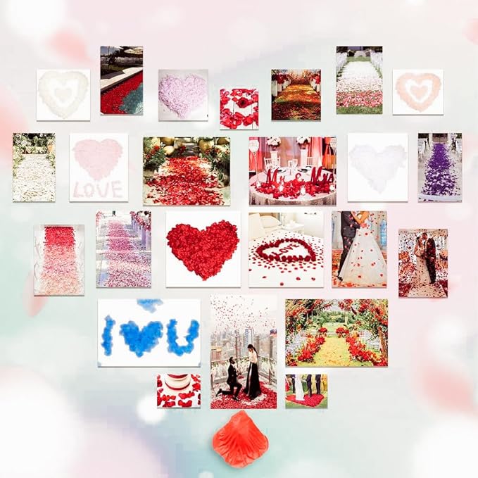1000Pieces Rose Petals, Artificial Flower Petals Fake Rose Petals Silk Red Rose Petals for Romantic Night,Wedding,Proposal Anniversary Flower Decorations (Red)