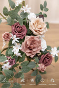 Artificial Greenery Floral Swag Set of 2, Dusty Rose and Mauve Silk Flowers