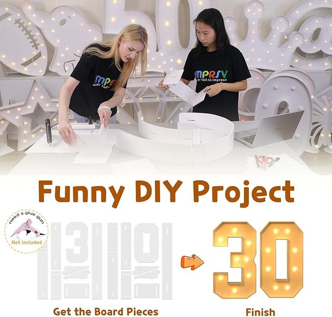 Light Up Marquee Party Numbers, 3 Ft Foam Board Backdrop