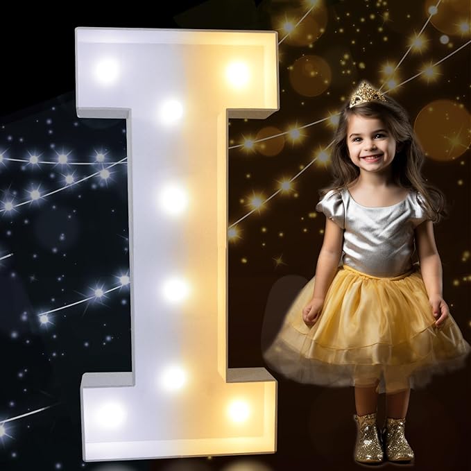 Decorations 3 Ft Light Up Letter I with Warm and Cool White LEDs