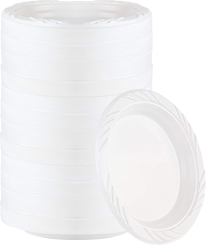 Disposable Plastic Plates, 6 Inch White, Pack of 400