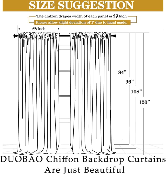 DUOBAO 2-Pack Mermaid-Inspired Chiffon Curtain Panels - Long Ombre Aqua Turquoise Teal Lilac Purple Sheer Voile for Girls' Bedroom & Living Room Windows, Each 58"" W x 120"" L