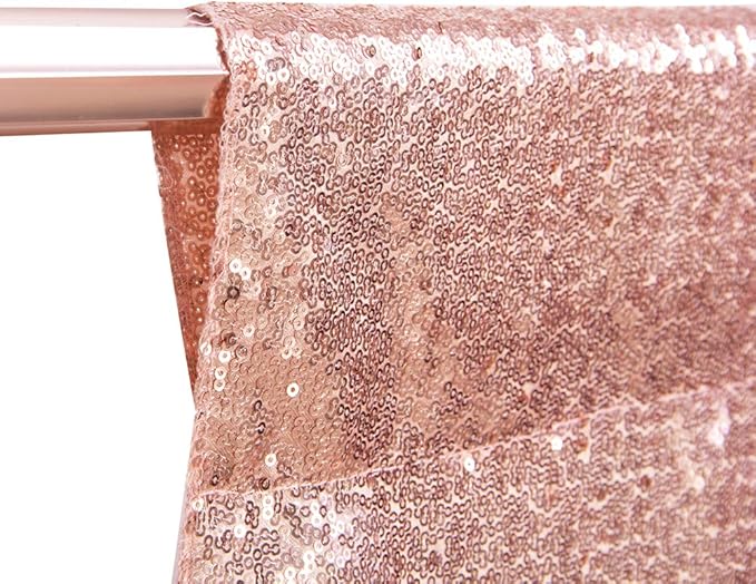 SquarePie Sequin Backdrop Non-Transparent Background Sparkly Curtain for Wedding Party 10FT x 10FT Rose Gold