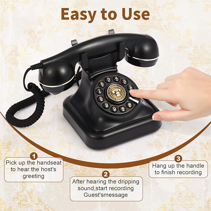 Retro Audio Guest Book Phone with 32GB TF Card for Parties