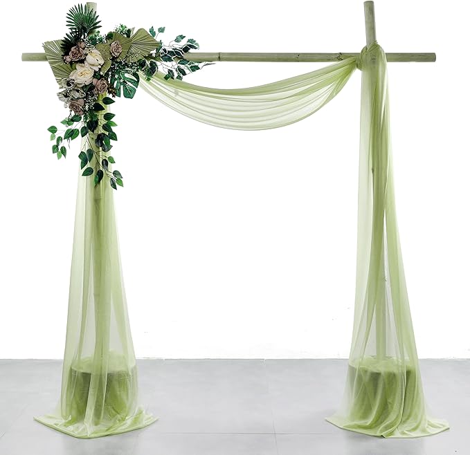 Backdrop Fabric Panel, Sage Green Sheer Chiffon, 30 In x 50 Ft