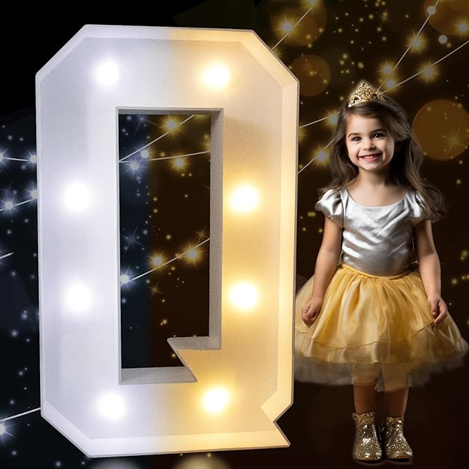 Light Up Marquee Letter Decorations, 3 Ft Foam, Warm and Cool White LEDs