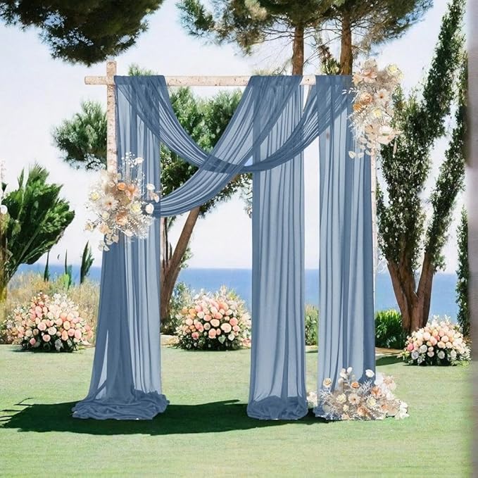 Outdoor Curtains Dusty Blue Sheer Gauze Drapes, 2 Panels 29 x 240 Inches