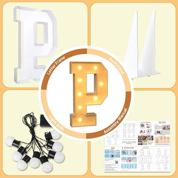 Party Supplies Marquee Letter P, 3 Ft Light Up Foam Board Sign