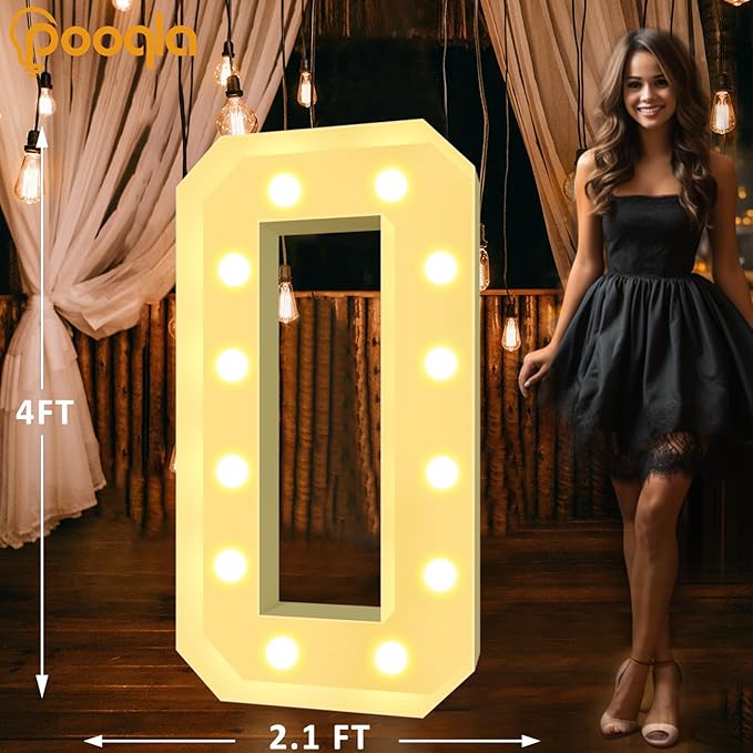 Decorations: 4 FT Mosaic Letter O with Warm or Cool White LED Lights
