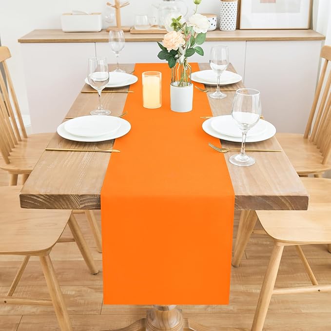 2 Pack Orange Small Short Table Runner 12 x 48 Inch Solid Color Runners Coffee Table Dresser for Daily Party Home Decoration
