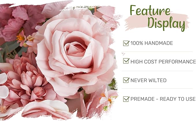 Artificial Flowers Dusty Rose Silk Wedding Arch Kit with Drapes