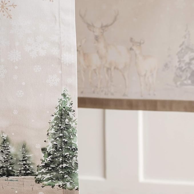 Maison d' Hermine Table Runner 100% Cotton Single Layer Table Runners 48 inches Long for Thanksgiving Christmas Decorations Home Kitchen Dining Party Wedding (Deer in The Woods, 14.5" x 48")