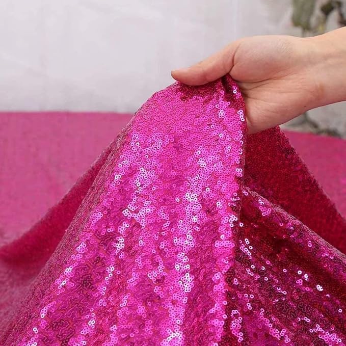 JYFLZQ Hot Pink Sequin Backdrop Curtain 2x8ft 2 Panel Fuchsia Glitter Photo Booth Photography Backdrop Background for Parties Shimmer Wall Backdrop Wedding Backdrop Decorations