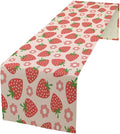 Strawberry Table Runner Spring Summer Fruit Pink Berry Forest Garden Dinner Runner for Girl Baby Shower Party Holiday Home Kitchen Dining Table Decor 13x120