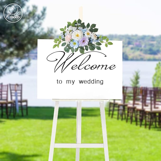Artificial Flowers Wedding Arch Kit with Sheer Drape and 20 Plastic Stems