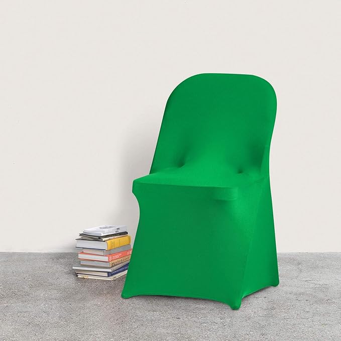 Peomeise Stretch Spandex Folding Chair Cover for Wedding Party Dining Banquet Event (Emerald,25pcs)