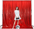 Poise3EHome 7Ft x 7Ft Red Sequin Backdrop, Glitter Thick Satin Sequin Background Drapes, Sparkly Opaque Photography Curtain Backdrop for Wedding Party Holiday Festival Decor