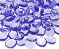 KINGOU Flat Glass Gems/Marbles/Stones/Beads for Vase Filler, Table Scatter, Games - 1 Lbs (17-19mm, Approx. 3/4") (Purple, Standard) - Light Purplish Blue