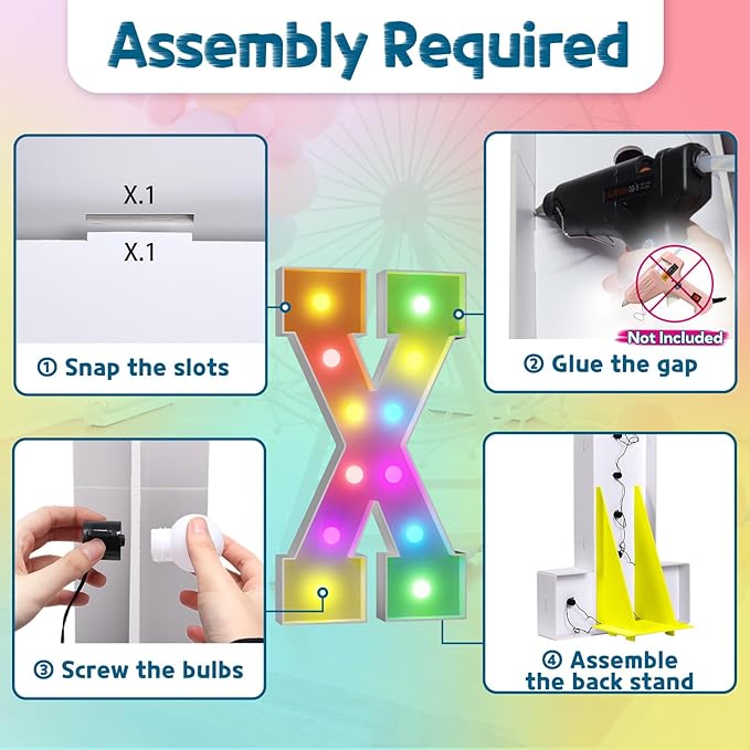 Party Decorations: 4 ft Light Up Marquee Letter X with Remote
