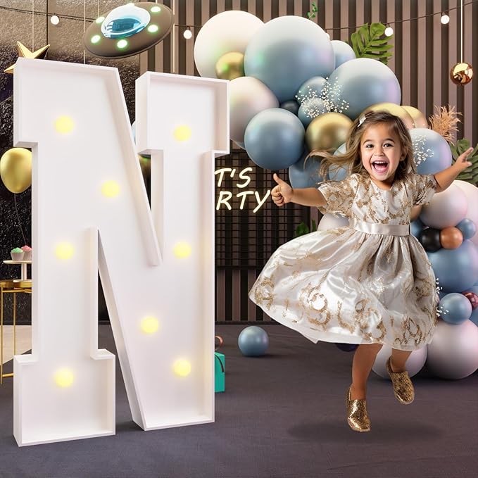 Party Supplies Light Up Marquee Letter N, 3 Ft Foam Board Set