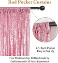 Sequin Backdrop Curtain 8x10 ft Rose Pink with Rod Pocket