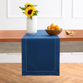 Solino Home Cotton Linen Lapis Blue Table Runner 72 Inches Long - Hemstitch Table Runner 14 x 72 Inch for Dresser, Dining, Fall, Autumn, Halloween
