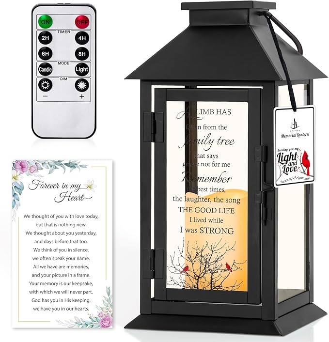 Decorative Candle Lantern with Glass Panels, Battery Operated, 14.2 Inch