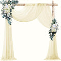 VOK Wedding Arch Draping Fabric Chiffon Fabric, 29in x 18Ft Sheer Chiffon Outdoor Curtain for Wedding Ceremony Birthday Party Decoration (Light Yellow,1 Panel)