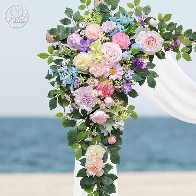 Artificial Flowers Wedding Arch Kit, Foam and Silk Blooms, 20 Plastic Stems