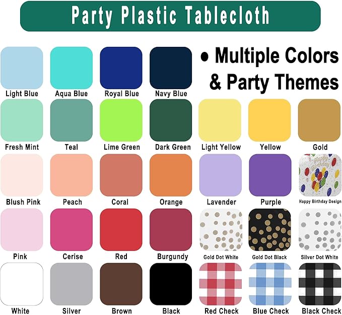 PARTY ULYJA Happy Birthday Plastic Tablecloths 2 Pack Rainbow Disposable Table Covers White Shower Party Tablecovers 54 x 108 Inch Rectangle Table Cloths for Picnic Birthday Wedding Parties 8 ft