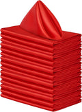ANECO 16 Pack Square Satin Napkin Bright Silk Table Napkin Soft Smooth Fabric Table Napkin for Wedding Banquet Party Decoration, Red, 20 x 20 Inch