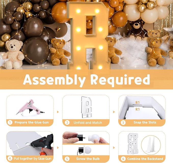 Party Supplies Marquee Light Up Letter R, 3 Ft Foam Board Sign