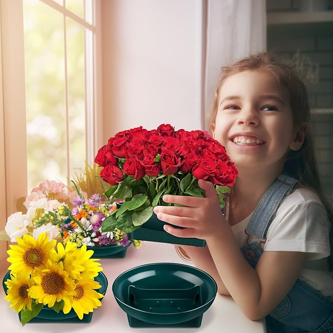 Karenhi 18 Pcs Floral Supplies Green Bowls for Flower Arrangements Large Size 6.3 Inch Floral Foam Bowls for Arrangements Holiday Wedding Fresh Flower Decoration Supplies (Foam Not Include)