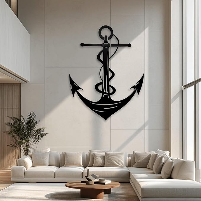 XXQ Anchor Metal Wall Decor, Anchor Metal Wall Art for Bedroom Living Room Dorm Antique Anchor Wall Decor Antique Metal Anchor Farmhouse Decor (Whhite, 20" x 30" / 51 x 76cm)