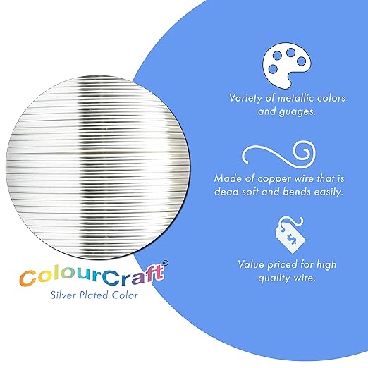 Beadalon ColourCraft Wire, 16 Gauge, Silver Plated, 8 yd Spool