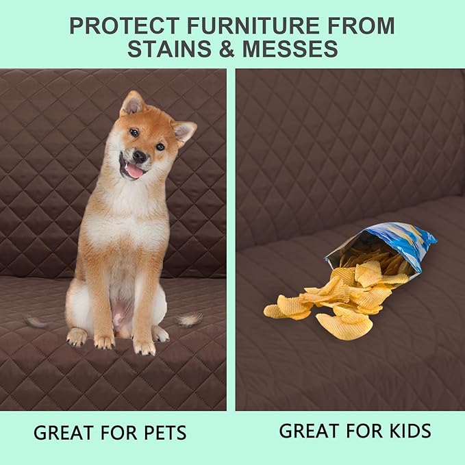 Recliner Chair Covers Reversible Sofa Cover Couch Cover for Pets Lazy Boy Furniture Protector(28''Recliner,Chocolate/Taupe)