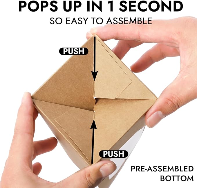 JCD 70 Packs 3.5" x 3.5" x 3.5"Pop up Cookie Boxes Kraft Brown Cupcake Individual Bulk Paper Cupcake Containers Single with Insert and Window,Cocoa Bombs Box for Bakery Gift (Brown/70Pcs)