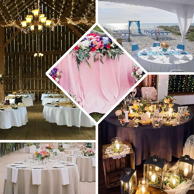 Efavormart Round Tablecloth, 108 Inch Stain & Wrinkle Resistant Washable Table Cloth, Decorative Polyester Fabric Table Cover for Banquet, Wedding, Dining- Fushia