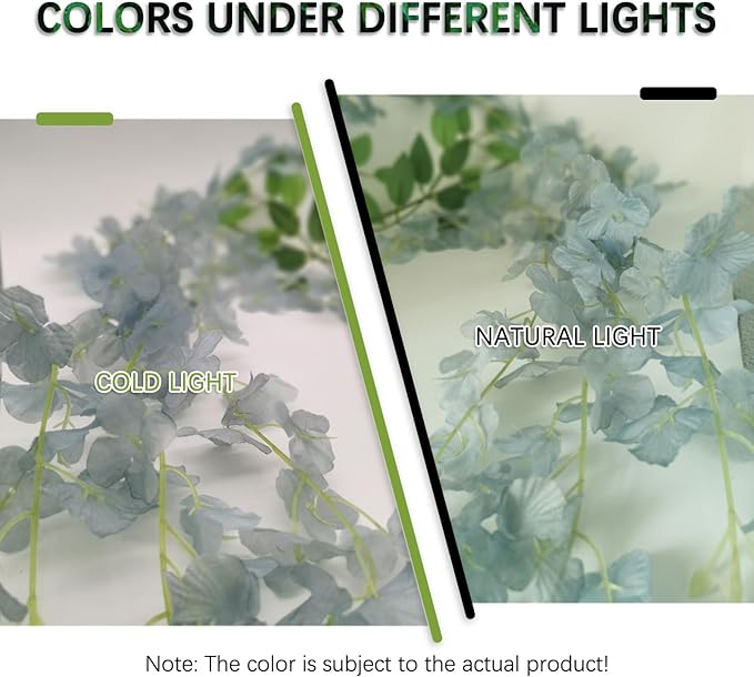 24 Pack Grey Wisteria Hanging Flowers Garland, 3.77 Feet Artificial Flower Vines, Fake Wisteria, Artificial Vines Hanging Garland for Backdrop Outdoor Yard Garden Decor