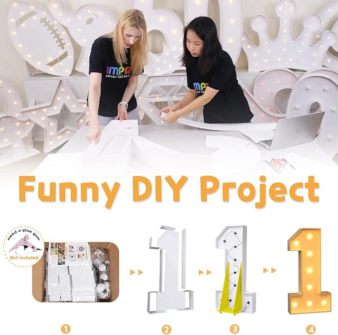 Party Supplies Light-Up Marquee Number Sign, 3 Ft Foam Board Decor