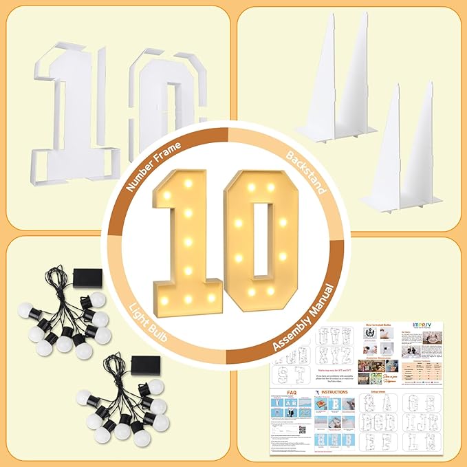 Party Decor Light Up Marquee Numbers 3 Ft Foam Board